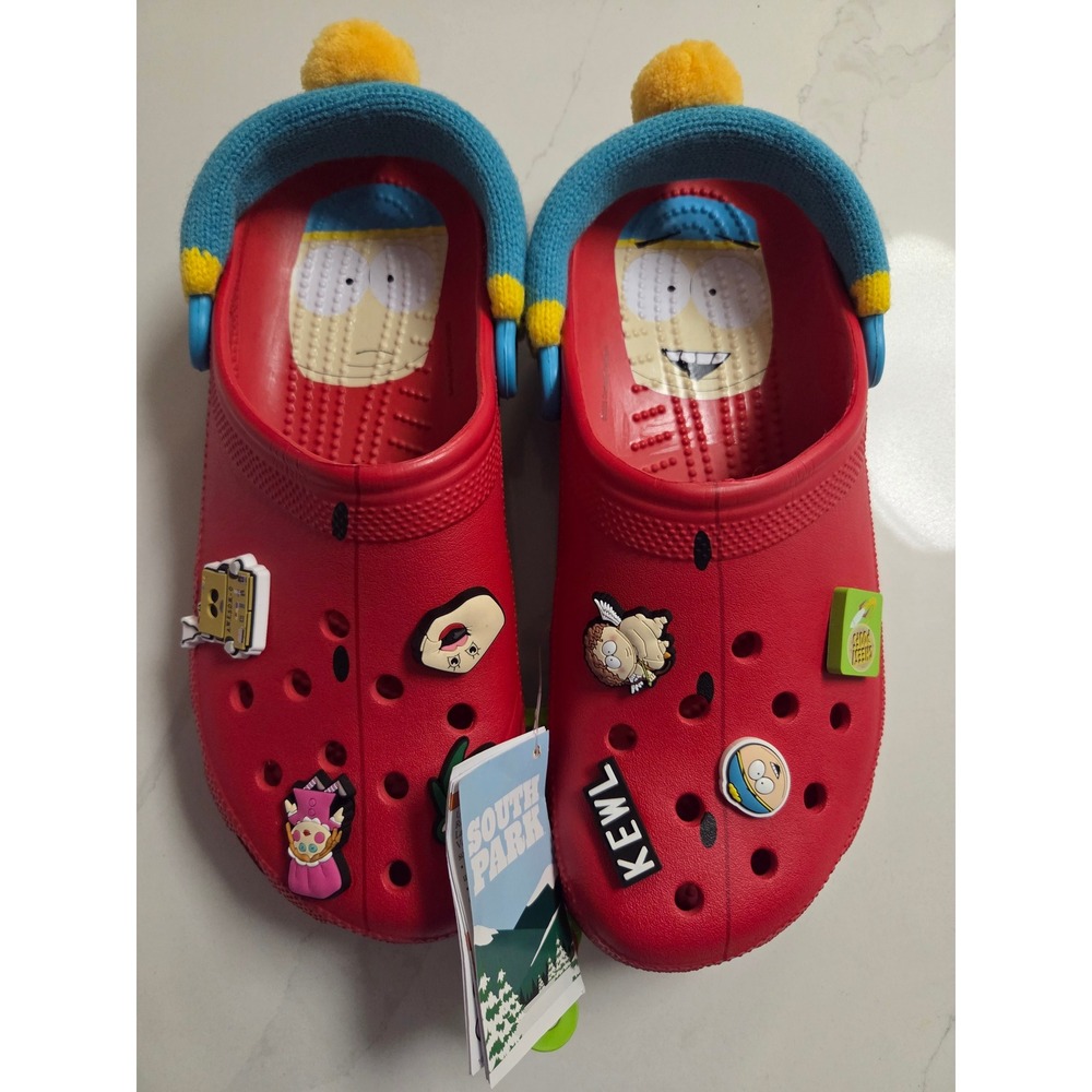 Crocs South Park Eric Cartman Classic Clog Red Mens Size 12 NWT Jibbitz